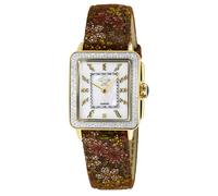 GV2 Women's Padova Gemstone Floral, Swiss Quartz Watch, White MOP Dial, Hand made Italian leather, & Sapphire Crystal in Brown