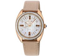 GV2 Women's Palermo Diamond, 316L Stainless Steel IPRG Case, MOP Dk Blue Dial, Genuine Tan Handmade Leather Strap Swiss Quartz Watch GV2 Tan One Size