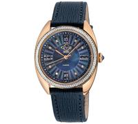 GV2 Women's Palermo Diamond, MOP Black Dial, Genuine Black Handmade Leather Strap Swiss Quartz Watch in Blue GV2 Blue One Size