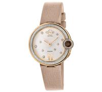 GV2 Women's Perugia Diamond Silver/White Dial Genuine Saffiano Beige Leather Watch
