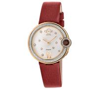 GV2 Women's Perugia Diamond Silver/White Dial, Genuine Saffiano Red Handmade Leather Swiss Watch