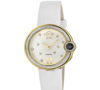GV2 Women's Perugia Diamond Watch, IPRG Case, Genuine Saffiano Handmade Leather in White