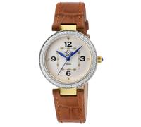 GV2 Women's Piemonte, Swiss Quartz Watch, White Dial, Italian Leather, & Sapphire Crystal in Light Brown