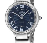 GV2 Women's Rome Brillante Swiss Quartz Diamond Blue Dial Watch in Silver