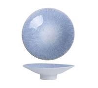 Gv8pA5fj7b Fruit Basket Ripple Pattern Pedestal Serving Bowl Ceramic Fruit Snack Decorative Tableware for Kitchen Dining(Blue)