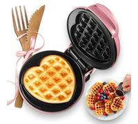 GVAKMM Mini Waffle Maker(Heart),Small Waffle Maker Keto,Mini Wafflera Iron for Kids Family and Individuals,4'' Non Stick Cooking Plates with Fast & Even Heating(Pink)
