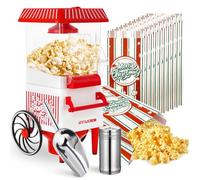 GVAKMM Popcorn Machine, Hot Air Popcorn Maker Kit Gift Box, Portable Home Popcorn Popper Machine, 10-Cup,Oil-Free,Retro Style,Compact UK