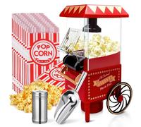 GVAKMM Popcorn Machine, Hot Air Popcorn Maker Kit Gift Box, Portable Home Popcorn Popper Machine, 10-Cup,Oil-Free,Retro Style,Compact and Cute（red-11）