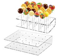 Gvblkq Cake Pop Holder Stand, 2 Pieces Acrylic Dessert Table Accessories | Transparent Candy Pop Display - For Home Bakers Party Planner Bakery Owners Birthday Parties Baby Showers Family Reunions