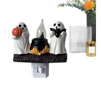 Gvblkq Ghost Campfire Nightlight, 3D LED Halloween Night Lights Plug, Spooky Cute 187g Resin Night Lamp Halloween Into Wall for Home, Family Gathering, Study Room, Bedroom, Events