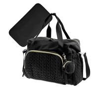 Gvblkq Lightweight Nappy Bag, Large Capacity Tote with Pacifier Case, Nylon Reusable Travel Accessories, Child Supplies for Home, Travel & On-The-Go Convenience, 17.72 x 9.06 x 11.81 inches, black