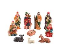 Gvblkq Nativity Figures, Christmas Scene Ornaments, Miniature Religious Resin Figurine Set with 10 Beautiful Detailed Figures for Home Shelf Windowsill Desk Mantel Table Décor for Women and Men