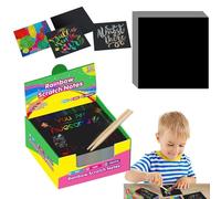 Gvblkq Rainbow Scratch Paper, Rainbow Scratch Paper, Note Cards Made of Black Scratch Paper, Doodle Pads for Halloween Party Game, Christmas, Art and Craft Drawing Board for Girls and Above 3