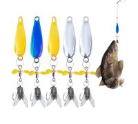 Gvblkq Spinner Bait, Set of 5 Fly Spinner Metal Bait, Reflection Spoon Bait Set for Saltwater, Freshwater, River, Lake, Trout, Salmon, Perch, Catfish
