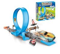 Gvblkq Toy Car Track Set, Construction Truck Playset With 360 Degree Track, Creative Vehicle Racing Game For Toddler Birthday Easter Party Travel Home Outdoor Fun, 10.08x9.84x1.97 In