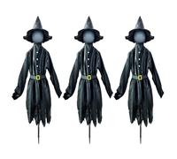 Gvblkq Yard Decorations, Witches Stakes, Led Glow Creepy Design Light Up Witch Figures Glowing Faces Weather Resistant Sturdy Stakes, Creepy Stake for Pathway, Haunted House