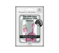 GVC 1 Metre Strong Tangle Free Flat Micro 'USB Cable' in Pink GVC Pink