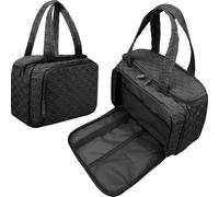 GVCELS Travel Makeup Bag for Women with Hanging Portable Cosmetic Case Essentials Travel Organizer for Full Sized Cosmetics and Toiletries, Black, Hanging Toiletry Bag