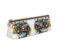 GVCHJKDR Artificial Intelligence Brain Print Leather Triangle Pencil Pouch,Smooth Zipper Stationery Bag