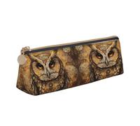 GVCHJKDR Owl Beliefs Print Leather Triangle Pencil Pouch,Smooth Zipper Stationery Bag