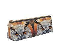 GVCHJKDR Owl Beliefs Print Leather Triangle Pencil Pouch,Smooth Zipper Stationery Bag