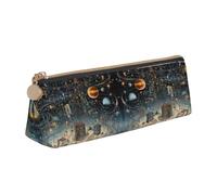 GVCHJKDR Physics Print Print Leather Triangle Pencil Pouch,Smooth Zipper Stationery Bag
