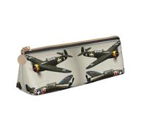 GVCHJKDR World War 2 Aircraft Airplane02 Print Leather Triangle Pencil Pouch,Smooth Zipper Stationery Bag
