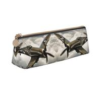 GVCHJKDR World War 2 Aircraft Airplane04 Print Leather Triangle Pencil Pouch,Smooth Zipper Stationery Bag