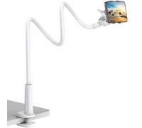 GVEFIVME Gooseneck Phone Holder, Smartphone Tablet Gooseneck Flexible Long Arms Stand (White)