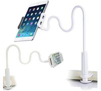 GVEFIVME Gooseneck Tablet Holder, Universal Tablet Stand : 360 Flexible Lazy Arm Holder Clamp Mount Bracket Bed for 4.7~10.5" Pad Air Pro mini,Tablet, Phone, more Devices (White) 1