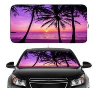 Gven Windshield Sun Shade, Car Front Window Shades Cute Sunshade Cover Sun Visor Shield Block Automotive Interior Protector Blocks UV Rays for Pickup Truck SUV Accessories(Sunset Purple, L)