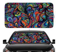 Gven Windshield Sun Shade, Car Front Window Shades Cute Windhsield Sunshade Cover Sun Visor Shield Block Automotive Interior Portector Blocks UV Rays for Car Pickup Truck SUV Accessories (Abstract, S)