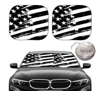 Gven Windshield Sun Shade for Car 2-Piece Foldable Sunshade for Front Windows, Blocks UV Rays, Automotive Interior Sun Protection Car Summer Accessories（US Flag,M）