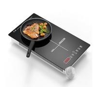 Gveyajo Double Induction Hob, 3500W Portable Dual Zone Electric Cooker with 2000W+1500W Heating Zones, 8 Power Levels, Timer, Child Lock, Built-in or Countertop Induction Cooktop 220-240V
