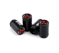GVFKMNX 4 Pcs Tyre Valve Caps Set,for Mitsubishi RALLIART Lancer Cordia Pajero Outlander Eclipse L200 Leak Proof Dust Seal Corrosion Resistant Leak-Proof Screw-On Easy Grip Car Accessories,Black