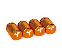 GVFKMNX 4 Pcs Tyre Valve Caps Set,for Tesla Model X S Y 3 Roadster P85D P90D P100D Leak Proof Dust Seal Corrosion Resistant Leak-Proof Screw-On Easy Grip Car Accessories,Orange