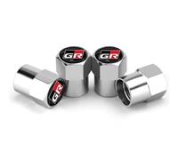 GVFKMNX 4 Pcs Tyre Valve Caps Set,for Toyota GR Sport Gazoo Racing Yaris 86 Corolla Hilux C-HR RAV4 Leak Proof Dust Seal Corrosion Resistant Leak-Proof Screw-On Easy Grip Car Accessories,Silver