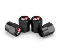 GVFKMNX 4 Pcs Tyre Valve Caps Set,for Toyota GR Sport Gazoo Racing Yaris 86 Corolla Hilux C-HR RAV4 Leak Proof Dust Seal Corrosion Resistant Leak-Proof Screw-On Easy Grip Car Accessories,Black