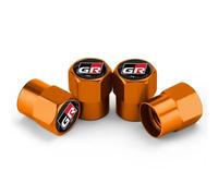 GVFKMNX 4 Pcs Tyre Valve Caps Set,for Toyota GR Sport Gazoo Racing Yaris 86 Corolla Hilux C-HR RAV4 Leak Proof Dust Seal Corrosion Resistant Leak-Proof Screw-On Easy Grip Car Accessories,Orange