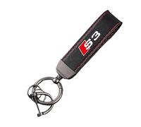 GVFKMNX Leather Car Key Rings,For AUDI S3 Vehicles Auto Keyring Lanyard Key Fob Holder personalised Rotatable Swivel Anti-Lost Ring,Red
