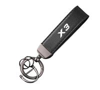 GVFKMNX Leather Car Key Rings,For BMW X3 Vehicles Auto Keyring Lanyard Key Fob Holder personalised Rotatable Swivel Anti-Lost Ring,Black