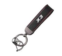 GVFKMNX Leather Car Key Rings,For BMW X3 Vehicles Auto Keyring Lanyard Key Fob Holder personalised Rotatable Swivel Anti-Lost Ring,Red