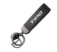 GVFKMNX Leather Car Key Rings,For FIAT TIPO Vehicles Auto Keyring Lanyard Key Fob Holder personalised Rotatable Swivel Anti-Lost Ring,Black