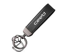 GVFKMNX Leather Car Key Rings,For KIA CEED Vehicles Auto Keyring Lanyard Key Fob Holder personalised Rotatable Swivel Anti-Lost Ring,Black