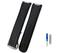 GVGMTAEAVZ 20MM Rubber Silicone Watch Strap Fit for Omega Seamaster 300 AT150 Aqua Terra Ultra Light 8900 Steel Buckle Watchband Watch Clasp(Black,20mm NO Buckle)