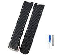 GVGMTAEAVZ 20MM Rubber Silicone Watch Strap Fit for Omega Seamaster 300 AT150 Aqua Terra Ultra Light 8900 Steel Buckle Watchband Watch Clasp(B-White line,20mmRoseGold Buckle)