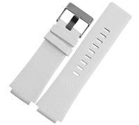GVGMTAEAVZ 30X22mm Convex Mouth Genuine Leather Watchband Fit for Diesel DZ1089 DZ1123 DZ1132 Replacement Watch Strap Belt Black Brown White Watch Clasp(White-Silver Clasp,28X22mm)