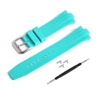 GVGMTAEAVZ Luxury 9mm Rubber Made Style Quick Release, Convex End Dive Band Watch Clasp(FKM-Light Blue)