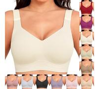 GVGNQEOP Wireless Jelly Bra for Women UK Seamless Push Up Bra Non Wired Full Coverage Bras Ladies Supportive No Underwire T Shirt Bras Soft Comfort Breathable Lift Bralettes for All-Day Wear Beige