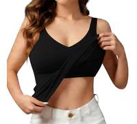 GVGNQEOP Womens Tank Top With Built In Bra UK, Soft Stretch Yoga Gym Vests Lightweight Sleeveless Camisole Top Ladies Round Neck Cami Tops Basic Camisoles Summer Casual Loose Fit Sleeping Undershirt
